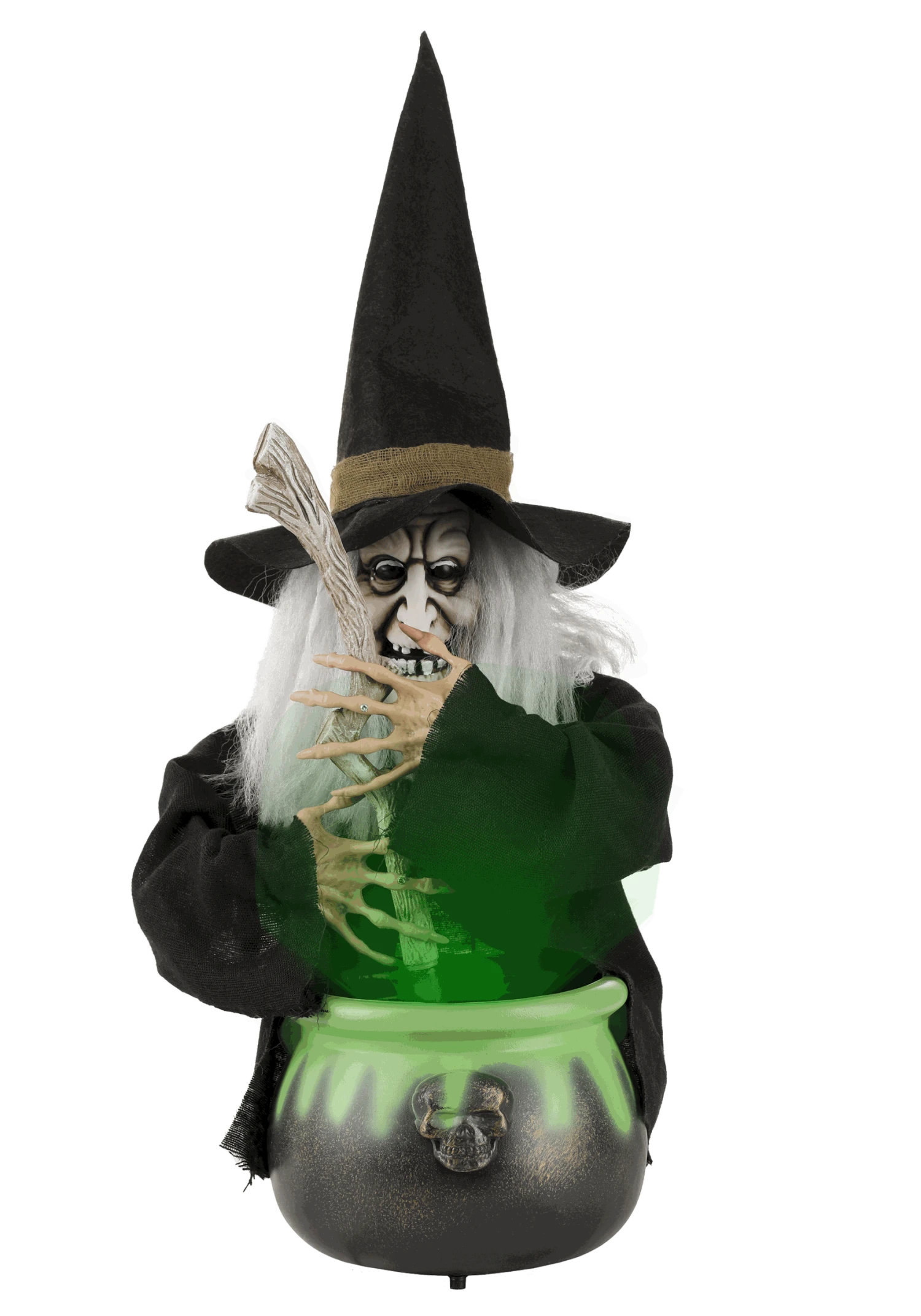 17" Brewing Witch With Black Cauldron Decoration 7 17" Brewing Witch With Black Cauldron Decoration - Image 5