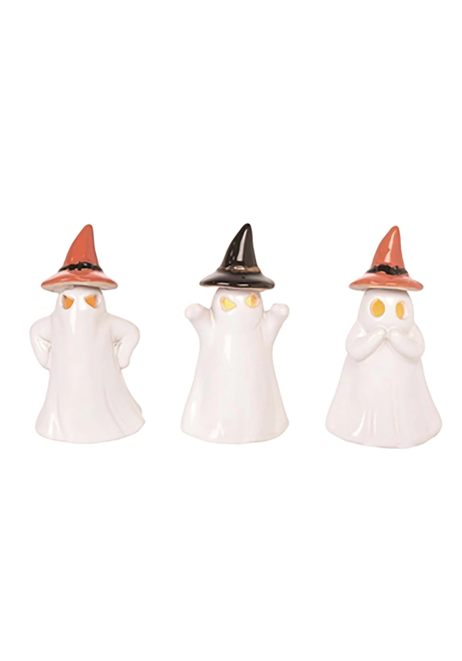 4 Inch Ceramic Light Up Ghost Figures Set 3 4 Inch Ceramic Light Up Ghost Figures Set