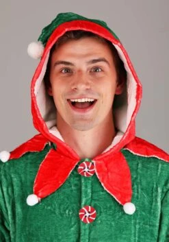 Elf Jumpsuit Costume For Adults -Holiday Clothing Promotion Store adult elf onesie costume alt 2