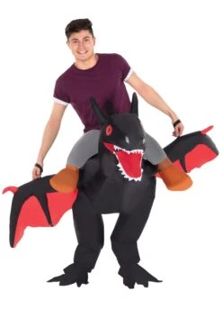 Adult Inflatable Black Ride On Dragon Costume