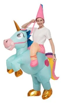 Adult Inflatable Riding-A-Blue Unicorn Costume -Holiday Clothing Promotion Store adult inflatable riding a blue unicorn costume alt 4