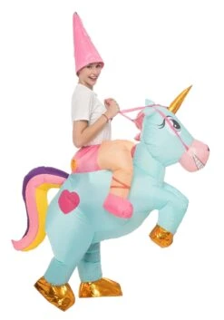 Adult Inflatable Riding-A-Blue Unicorn Costume -Holiday Clothing Promotion Store adult inflatable riding a blue unicorn costume alt 5
