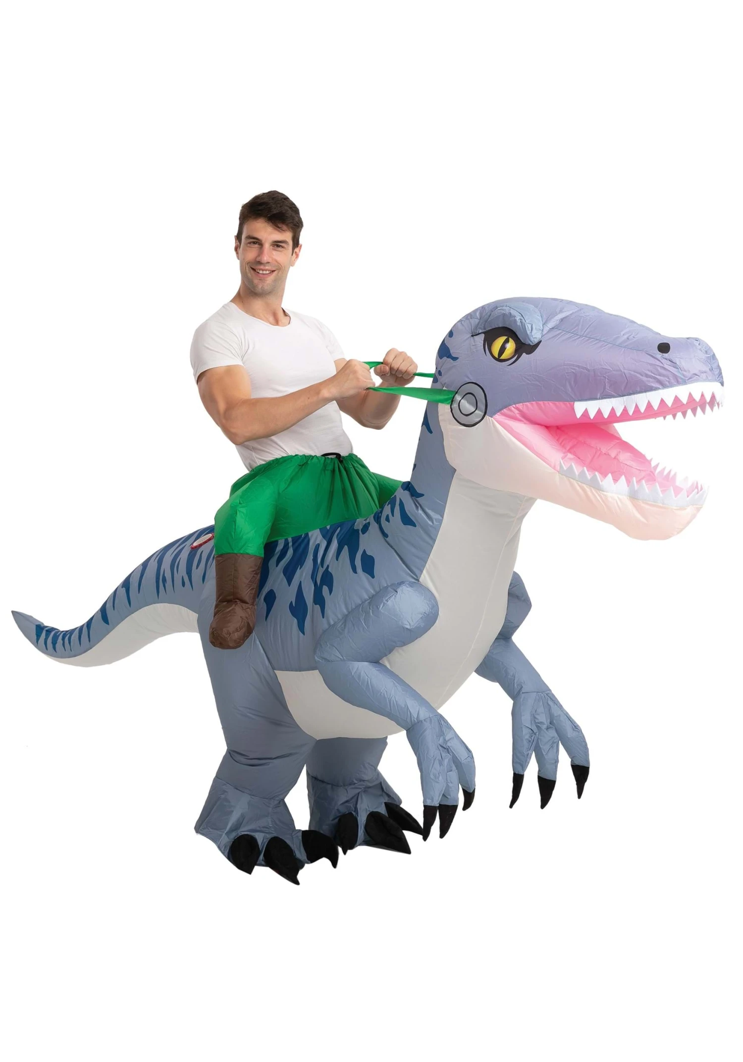 Adult Inflatable Riding-A-Grey Raptor Costume 3 Adult Inflatable Riding-A-Grey Raptor Costume