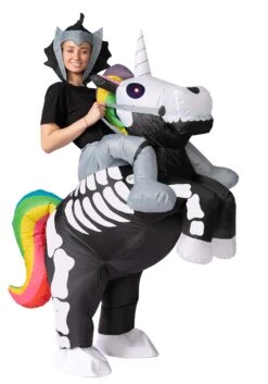 Inflatable Riding-A-Skeleton Unicorn Costume For Adults -Holiday Clothing Promotion Store adult inflatable riding a skeleton unicorn costume alt 1 1
