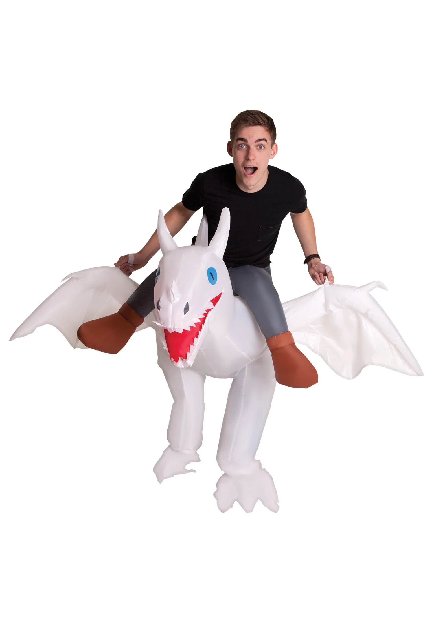 Adult Inflatable White Ride On Dragon Costume 3 Adult Inflatable White Ride On Dragon Costume