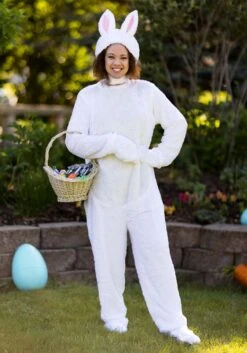 Adult White Bunny Costume -Holiday Clothing Promotion Store adult open face white bunny alt 2