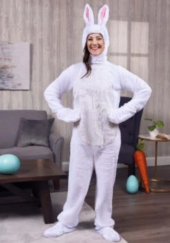Adult White Bunny Costume -Holiday Clothing Promotion Store adult open face white bunny alt 3