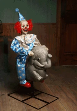 Animated Rocking Clown And Elephant Halloween Decoration