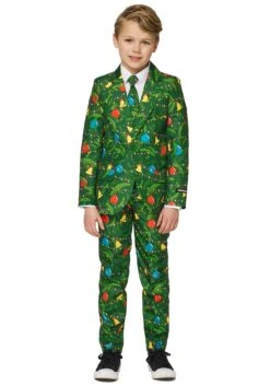 Opposuits Green Christmas Tree Light Up Suit For Boys