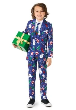 Suitmeister Christmas Snowman Boy's Blue Suit