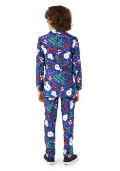 Suitmeister Christmas Snowman Boy's Blue Suit -Holiday Clothing Promotion Store boys suitmeister christmas snowman blue suit alt 3