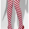 Smiffys Candy Cane Striped Thigh High Women's Stockings -Holiday Clothing Promotion Store candy cane striped thigh high stockings