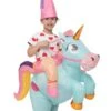 Inflatable Riding-A-Blue Unicorn Costume For Kids 2 Inflatable Riding-A-Blue Unicorn Costume For Kids -Holiday Clothing Promotion Store child inflatable riding a blue unicorn costume