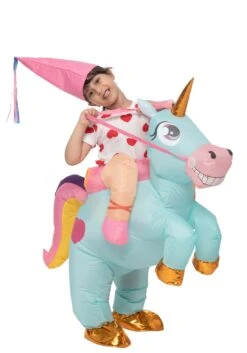 Inflatable Riding-A-Blue Unicorn Costume For Kids 12 Inflatable Riding-A-Blue Unicorn Costume For Kids -Holiday Clothing Promotion Store child inflatable riding a blue unicorn costume alt 4