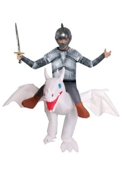 Inflatable White Ride On Dragon Child Costume