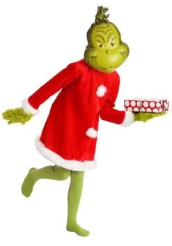 Kids The Grinch Santa Deluxe Costume With Mask 7 Kids The Grinch Santa Deluxe Costume With Mask -Holiday Clothing Promotion Store child the grinch santa deluxe costume with mask alt 1