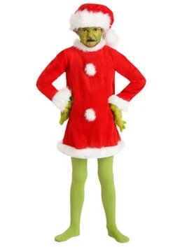 Kids The Grinch Santa Deluxe Costume With Mask 8 Kids The Grinch Santa Deluxe Costume With Mask -Holiday Clothing Promotion Store child the grinch santa deluxe costume with mask alt 2