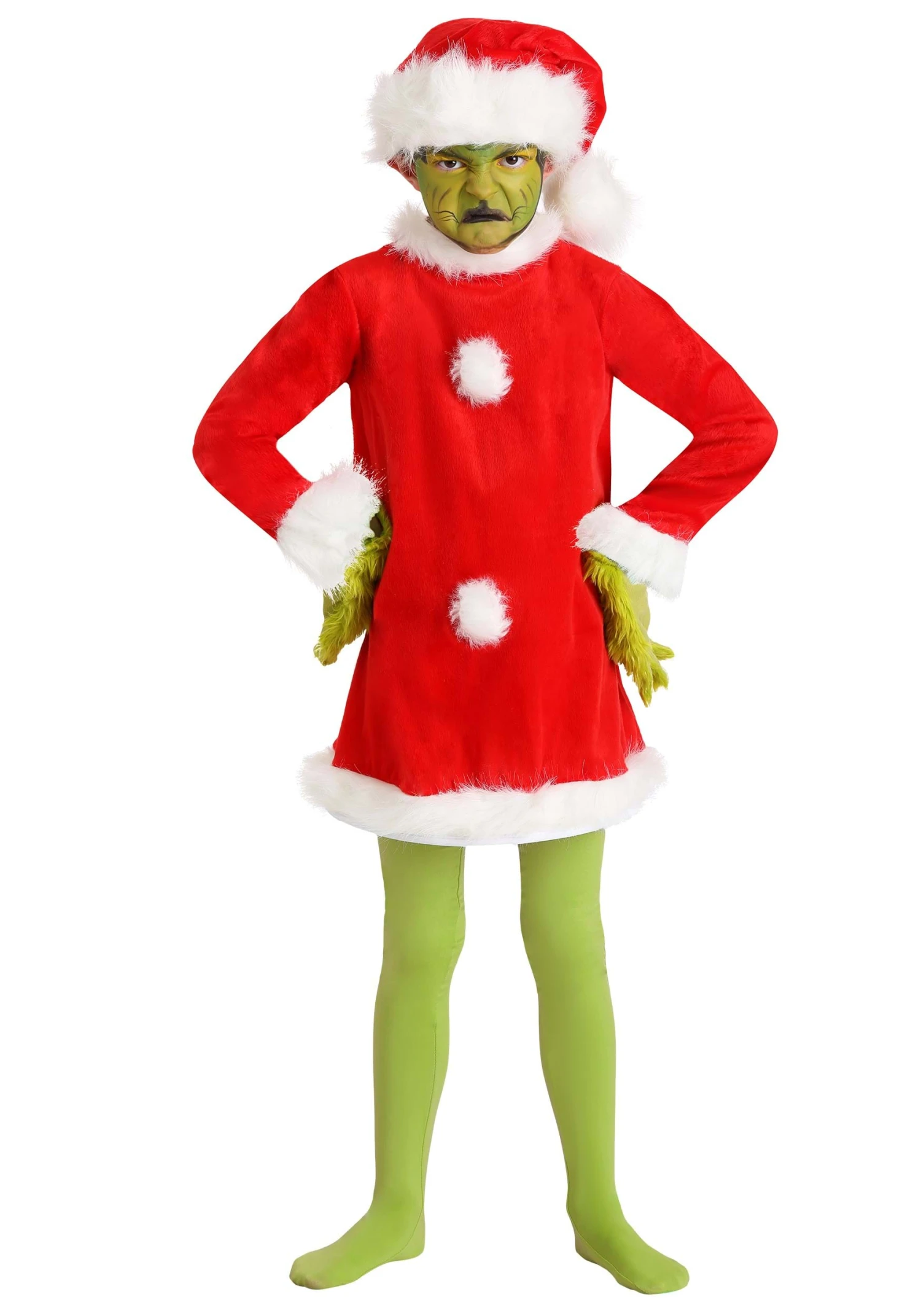 Kids The Grinch Santa Deluxe Costume With Mask 5 Kids The Grinch Santa Deluxe Costume With Mask - Image 3
