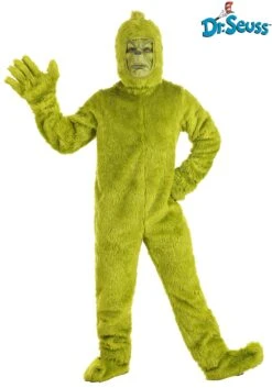 Dr. Seuss Grinch Open Face Costume For Adults -Holiday Clothing Promotion Store dr seuss adult open face grinch costume alt 9