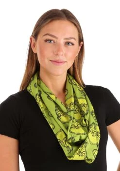 Dr. Seuss The Grinch Jersey Scarf For Women -Holiday Clothing Promotion Store dr seuss the grinch jersey scarf alt 4