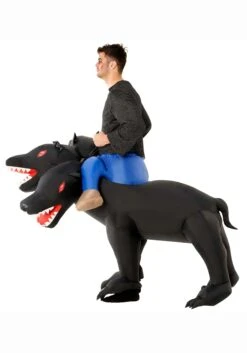 Adult Evil 3-Headed Dog Ride On Inflatable Costume -Holiday Clothing Promotion Store evil 3 headed dog ride on inflatable adult costume alt 2