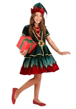 Girl's Deluxe Christmas Elf Costume