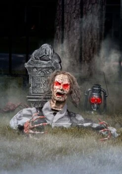 Half Body Zombie With Light Up Red Eyes Halloween Decoration -Holiday Clothing Promotion Store half body zombie with red light alt 2