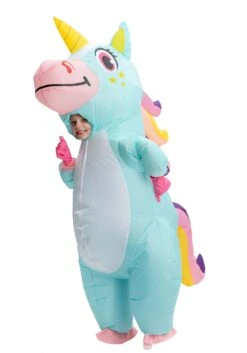 Inflatable Blue Unicorn Costume For A Child -Holiday Clothing Promotion Store inflatable child blue unicorn costume alt 2