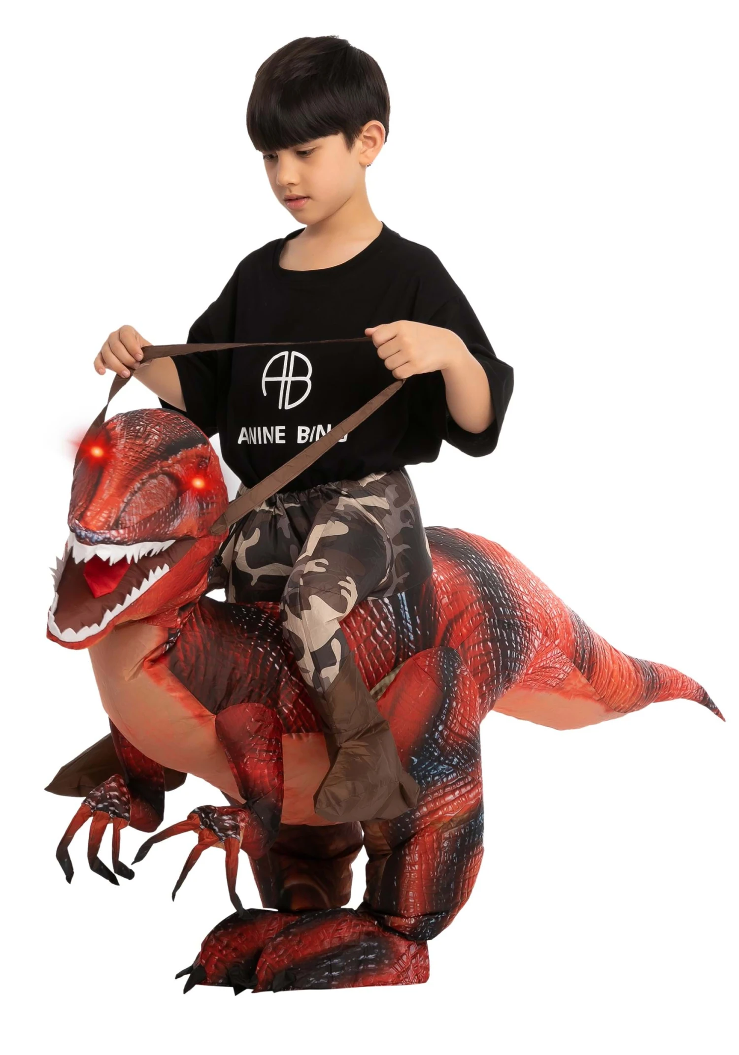 Inflatable Riding A Red Raptor Costume For Kids 5 Inflatable Riding A Red Raptor Costume For Kids - Image 3