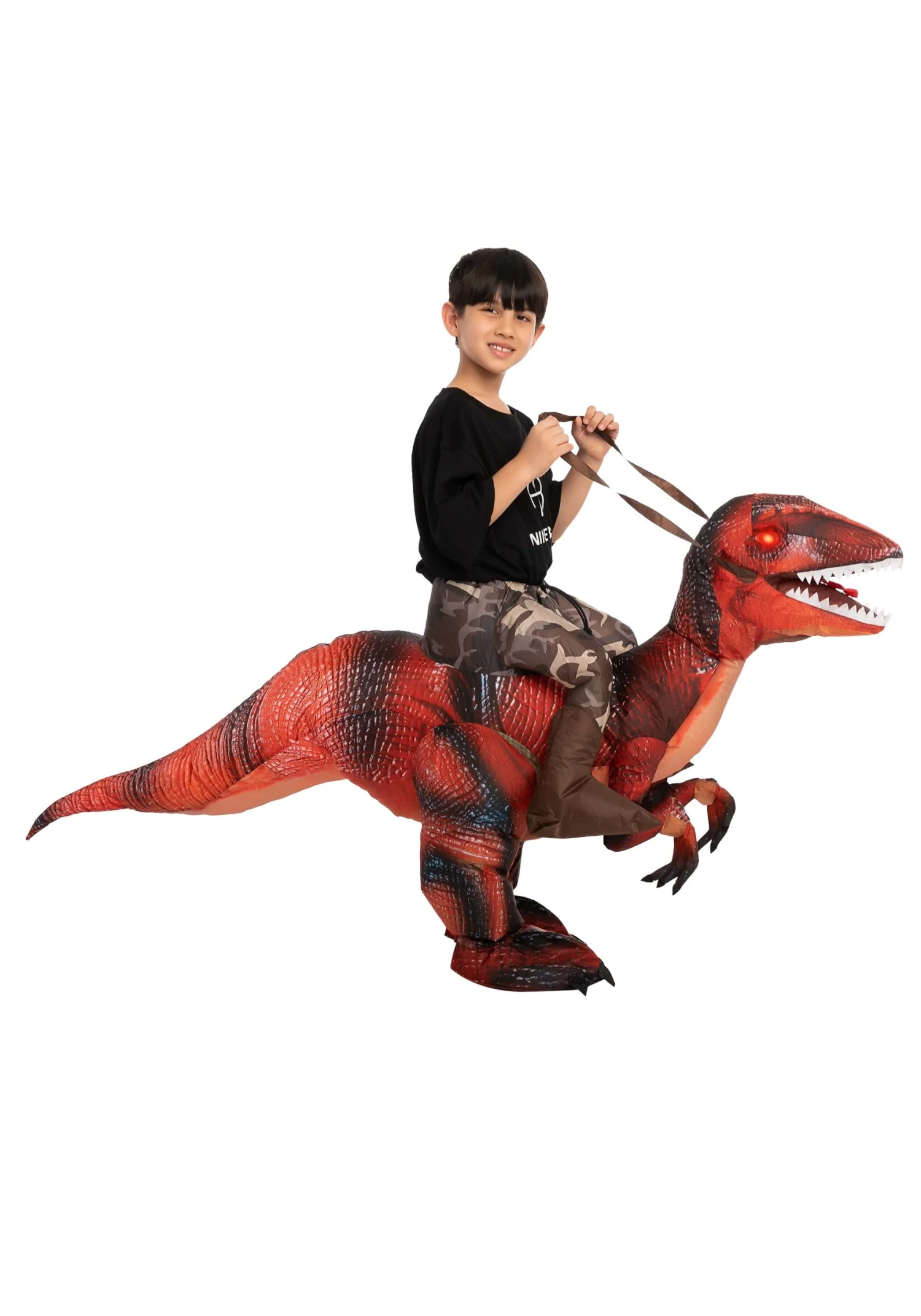 Inflatable Riding A Red Raptor Costume For Kids 6 Inflatable Riding A Red Raptor Costume For Kids - Image 4