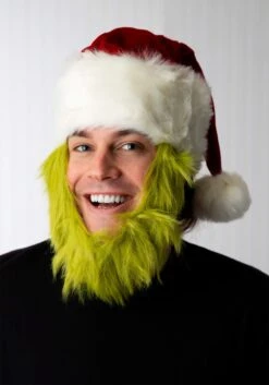 Grinch Costume Hat With Fur Beard 9 Grinch Costume Hat With Fur Beard -Holiday Clothing Promotion Store mister grinch hat with fur beard alt 2