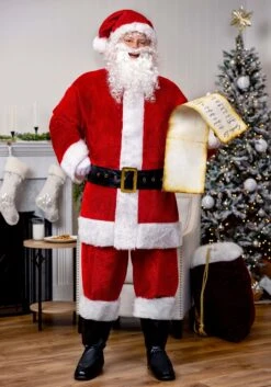 Plus Size Deluxe Red Santa Claus Costume For Men
