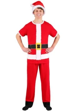 Santa Claus Cosplay Costume Tee, Lounge Pants, And Hat Set