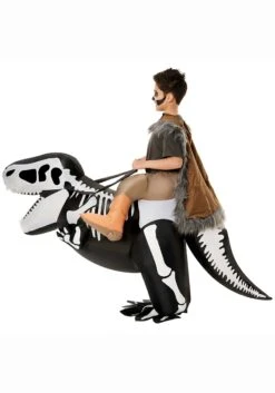 Skeleton T-Rex Ride On Inflatable Costume For Kids 7 Skeleton T-Rex Ride On Inflatable Costume For Kids -Holiday Clothing Promotion Store skeleton t rex ride on inflatable kids costume alt 2