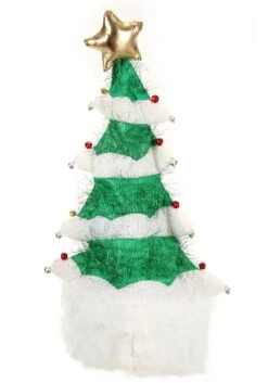 Springy White Christmas Tree Plush Costume Hat -Holiday Clothing Promotion Store springy white christmas tree plush hat alt 2
