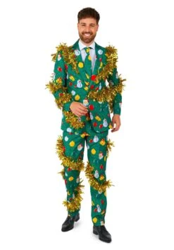 Opposuits Suitmeister Christmas Deco Green Costume Suit For Men -Holiday Clothing Promotion Store suitmeister christmas deco green mens suit alt 1