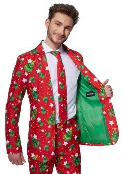 Suitmeister Red Christmas Tree & Stars Suit 8 Suitmeister Red Christmas Tree & Stars Suit -Holiday Clothing Promotion Store suitmeister christmas tree stars red suit alt 2