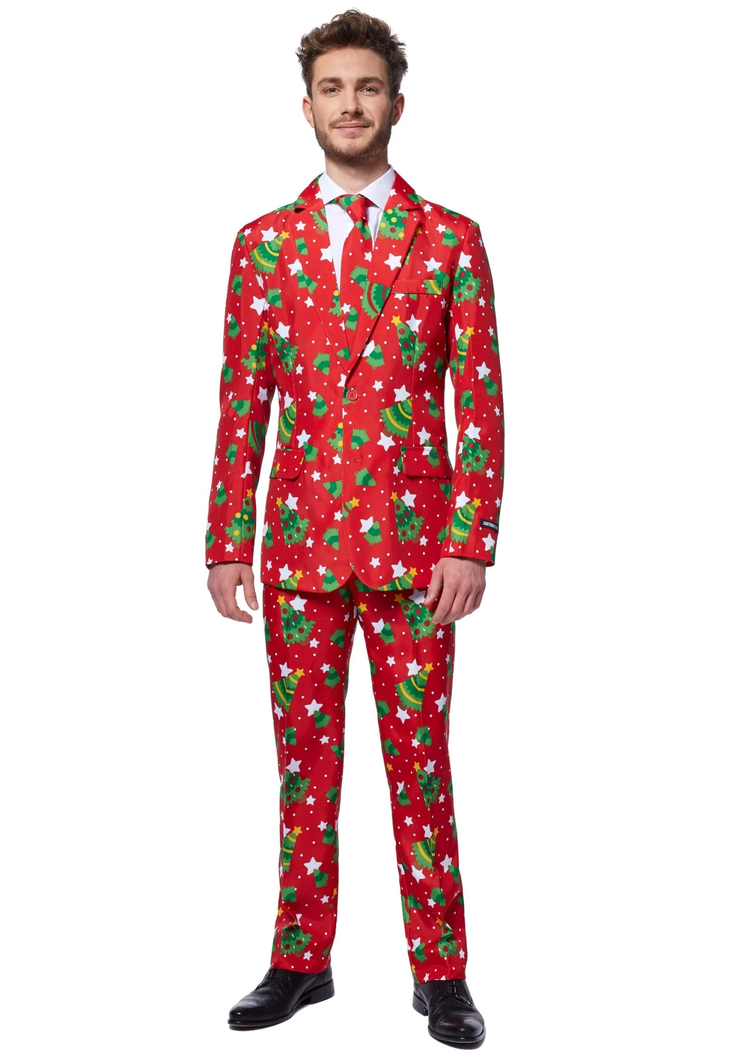 Suitmeister Red Christmas Tree & Stars Suit 3 Suitmeister Red Christmas Tree & Stars Suit