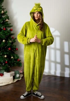 The Grinch Adult Onesie Costume -Holiday Clothing Promotion Store the grinch adult onesie alt 1