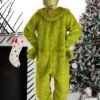 Men's The Grinch Deluxe Jumpsuit W/ Latex Mask 2 Men's The Grinch Deluxe Jumpsuit W/ Latex Mask -Holiday Clothing Promotion Store the grinch deluxe jumpsuit with latex mask mens s