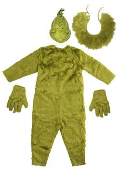 Men's The Grinch Deluxe Jumpsuit W/ Latex Mask -Holiday Clothing Promotion Store the grinch deluxe mens s m jumpsuit w latex mask alt 1
