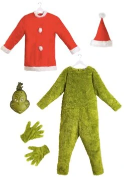 Adult The Grinch Plus Size Santa Deluxe Jumpsuit With Mask 13 Adult The Grinch Plus Size Santa Deluxe Jumpsuit With Mask -Holiday Clothing Promotion Store the grinch santa adult plus size deluxe costume alt 5