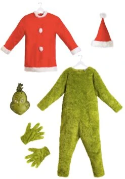The Grinch Men's Deluxe Santa Jumpsuit With Mask Costume -Holiday Clothing Promotion Store the grinch santa deluxe jumpsuit with mask alt 5