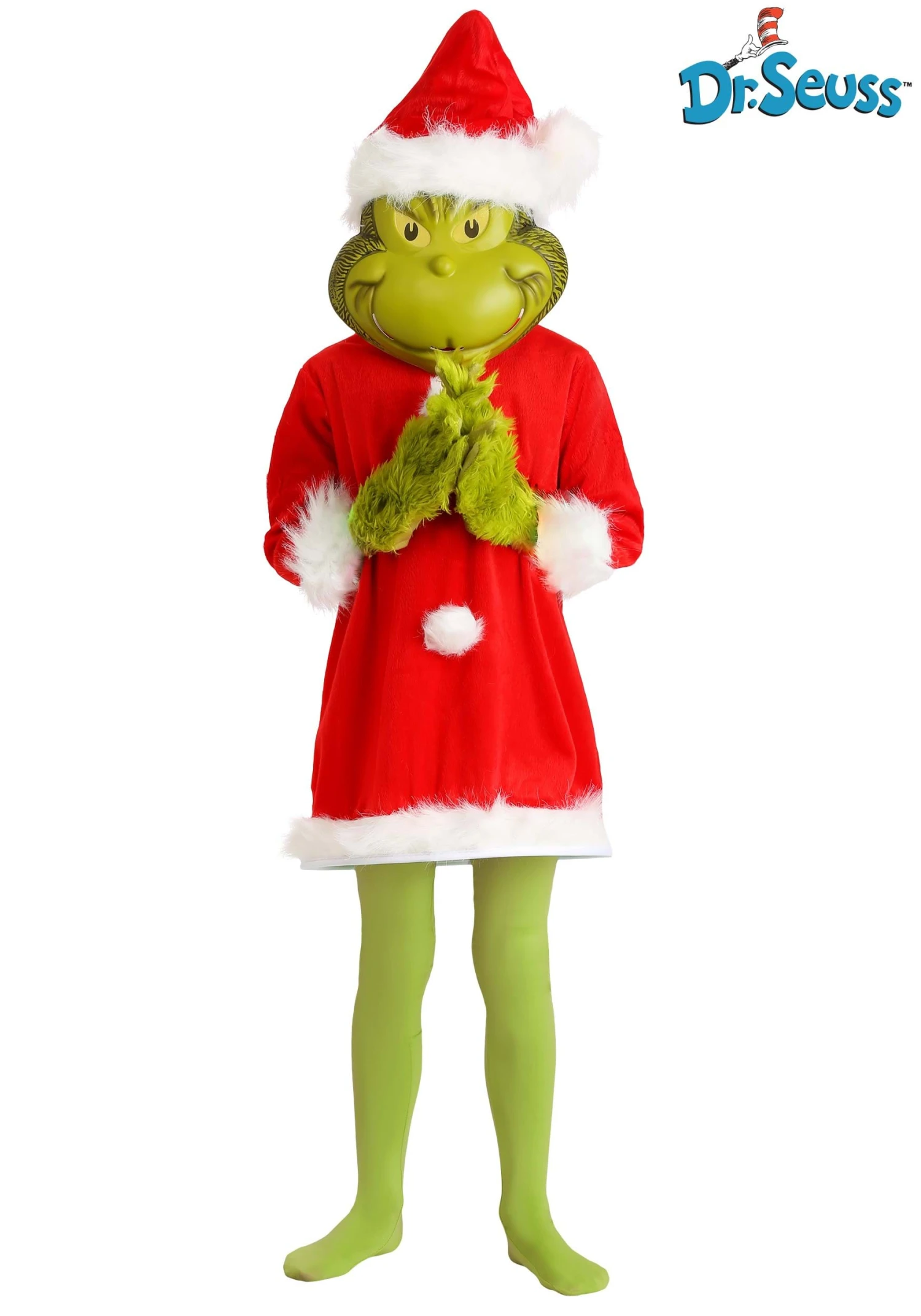 Kids The Grinch Santa Deluxe Costume With Mask 3 Kids The Grinch Santa Deluxe Costume With Mask