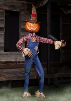 Whimsical Pumpkin Scarecrow Animatronic Decoration