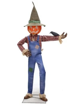 Whimsical Pumpkin Scarecrow Animatronic Decoration -Holiday Clothing Promotion Store whimsical scarecrow animatronic halloween decoration alt 2