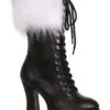 Women's Platform Black Lace Up Santa Boots -Holiday Clothing Promotion Store womens platform lace up santa boots