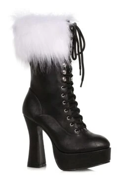 Women's Platform Black Lace Up Santa Boots