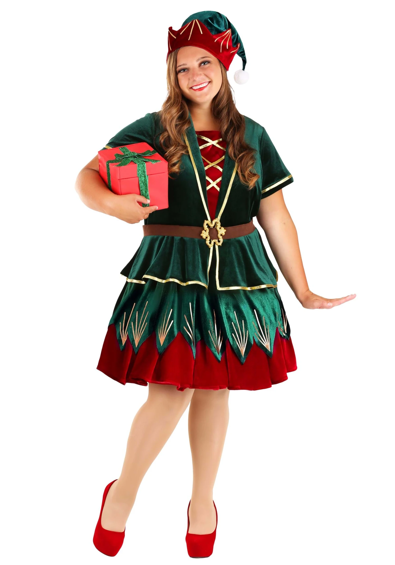 Women's Plus Size Deluxe Christmas Elf Costume Dress 3 Women's Plus Size Deluxe Christmas Elf Costume Dress